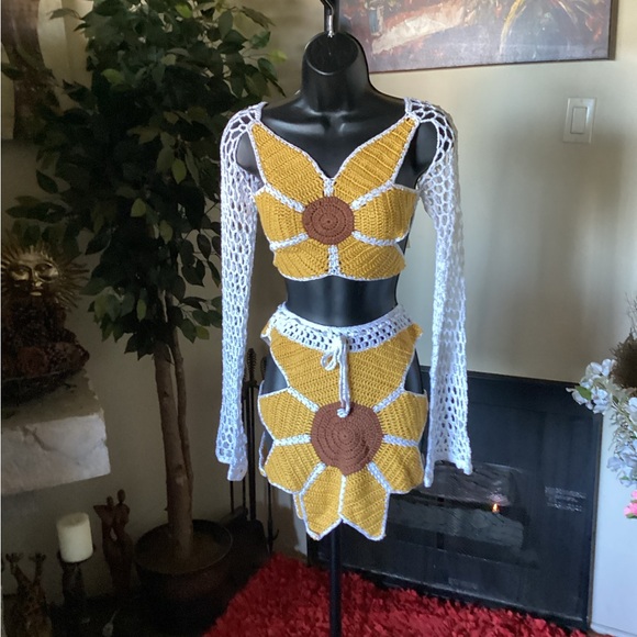 Other - Crochet Sunflower Two-Piece Set